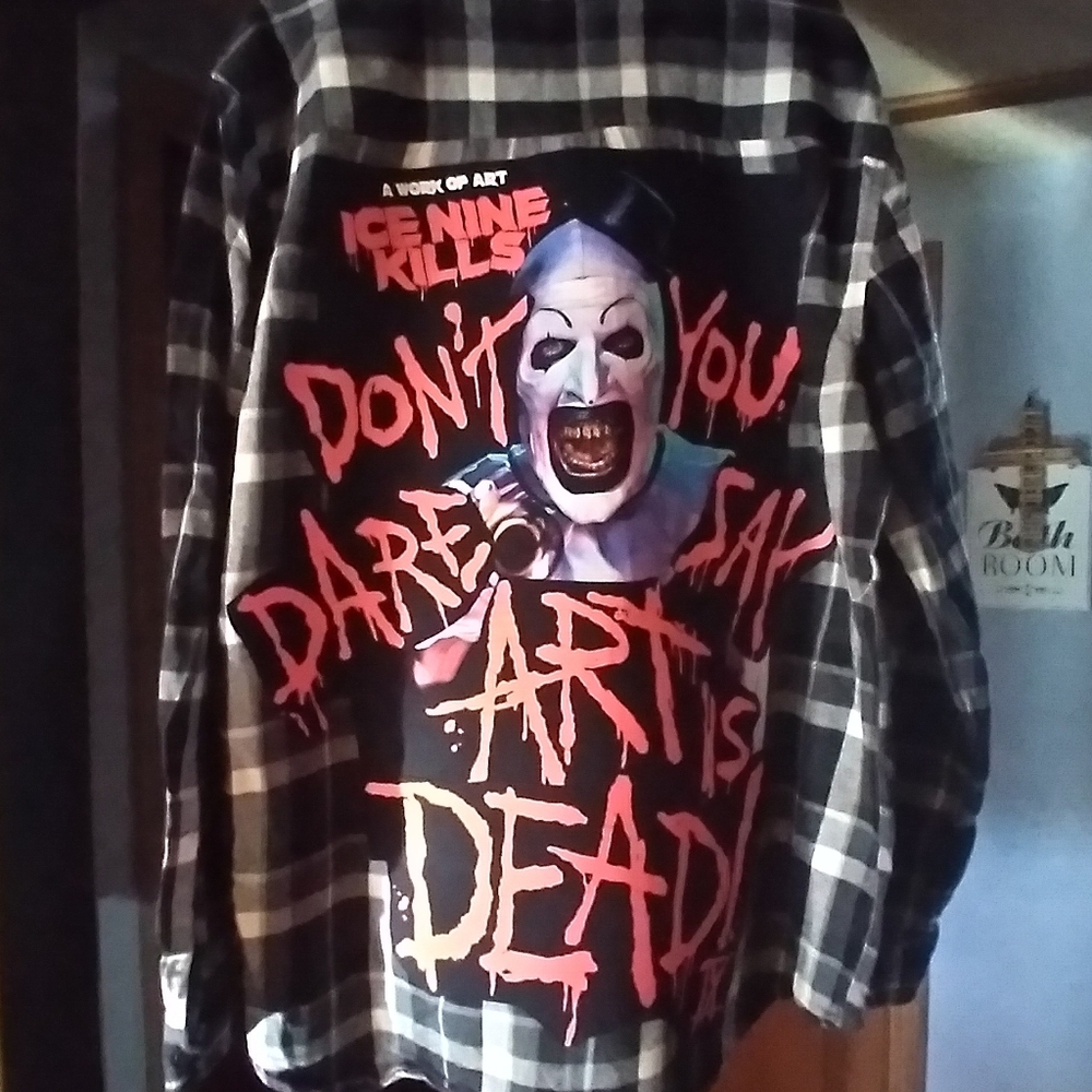 upcycled flannel shirt w/ custom ICE NINE KILLS back patch